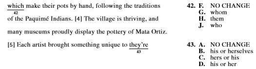 SAT and ACT comparison item 1 - english