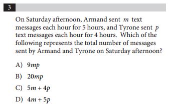 SAT and ACT comparison item 9 - math
