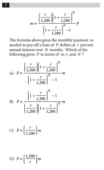 SAT and ACT comparison item 11 - math