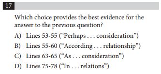 SAT and ACT comparison item 17 - reading