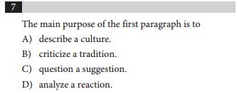 SAT and ACT comparison item 16 - reading